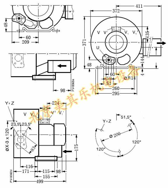 2GH520/3kw雙葉輪高壓鼓風(fēng)機(jī)CAD圖