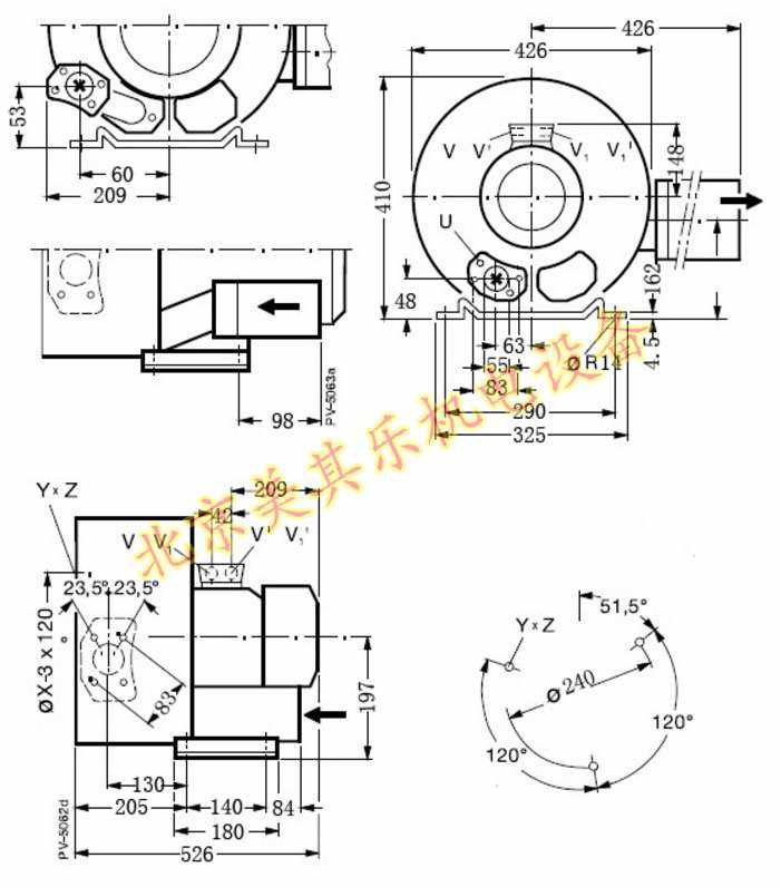 2GH720/4.3kw雙段高壓鼓風(fēng)機(jī)cad圖